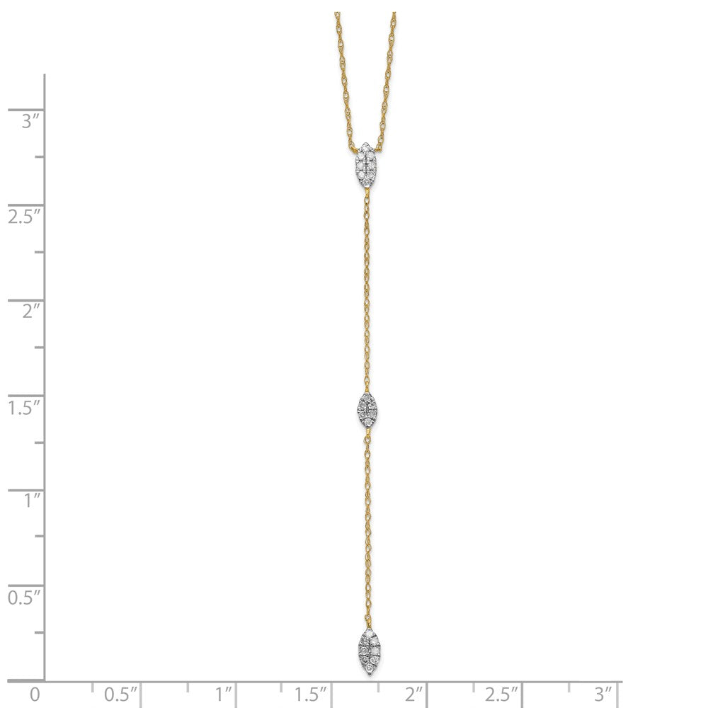 10K Yellow Gold Polished Diamond Drop Necklace