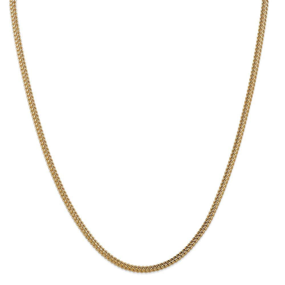 14K 22 inch 3mm Semi-Solid Franco with Fancy Lobster Clasp Chain