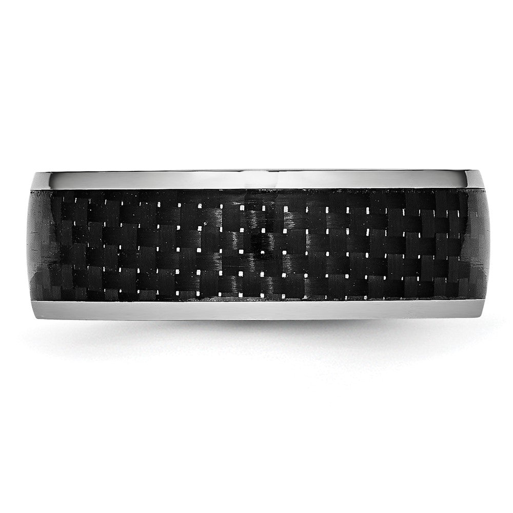 Cobalt Polished Black Carbon Fiber Inlay 8mm Band Size - 12