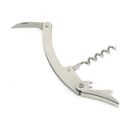 Bey-Berk International BS906 Bar Tool with Corkscrew Bottle Cap Opener & Foil Cutter, Silver - Stainless Steel