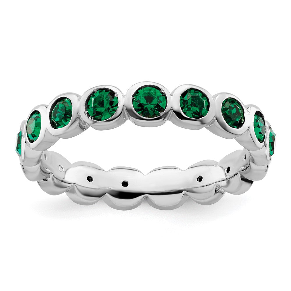 Sterling Silver Stackable Expressions May Crystal Ring Size -5