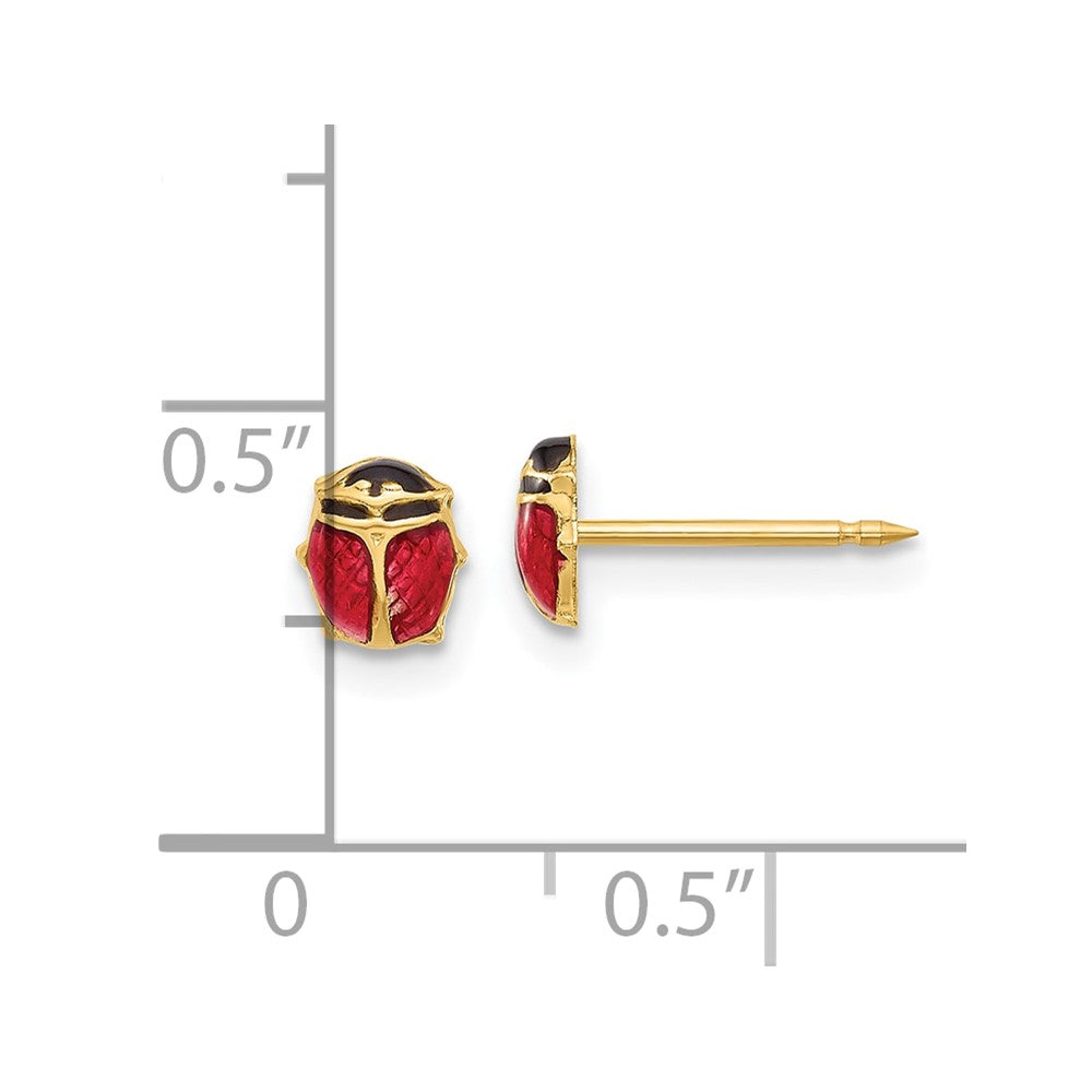 Inverness 14K Polished Red and Black Enameled Ladybug Post Piercing Earrings