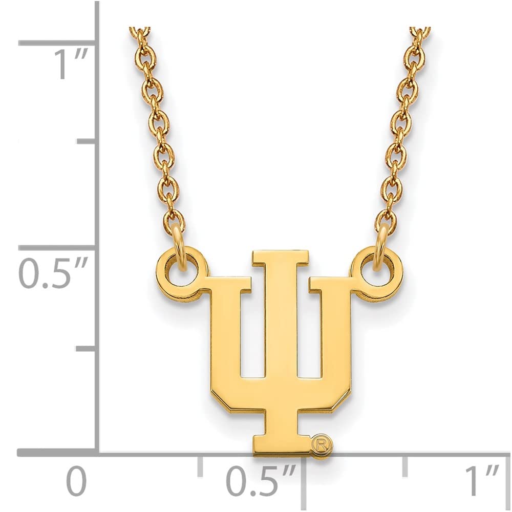Sterling Silver Gold-plated LogoArt Indiana University I-U Small Pendant 18 inch Necklace QGP015IU-18