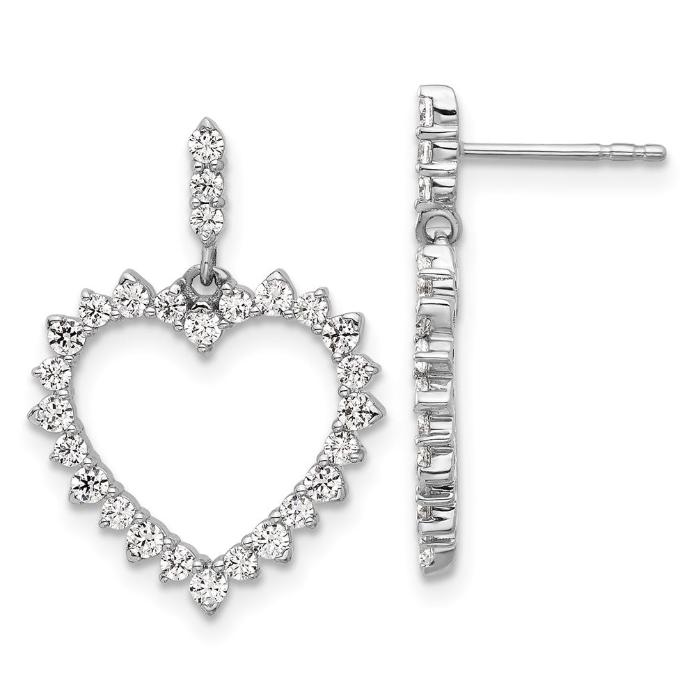 14K White Gold 1 Carat Lab Grown Diamond VS/SI+ G+ Complete Dangle Heart Post Earrings