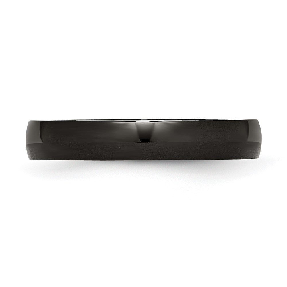 Stainless Steel 4mm Black IP-plated Polished Band Size - 8.5