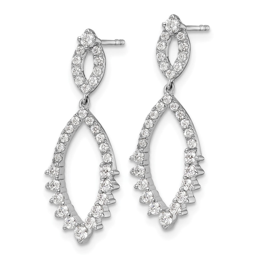 14k White Gold 7/8 carat Lab Grown Diamond VS/SI+ G+ Complete Fashion Dangle Post Earrings