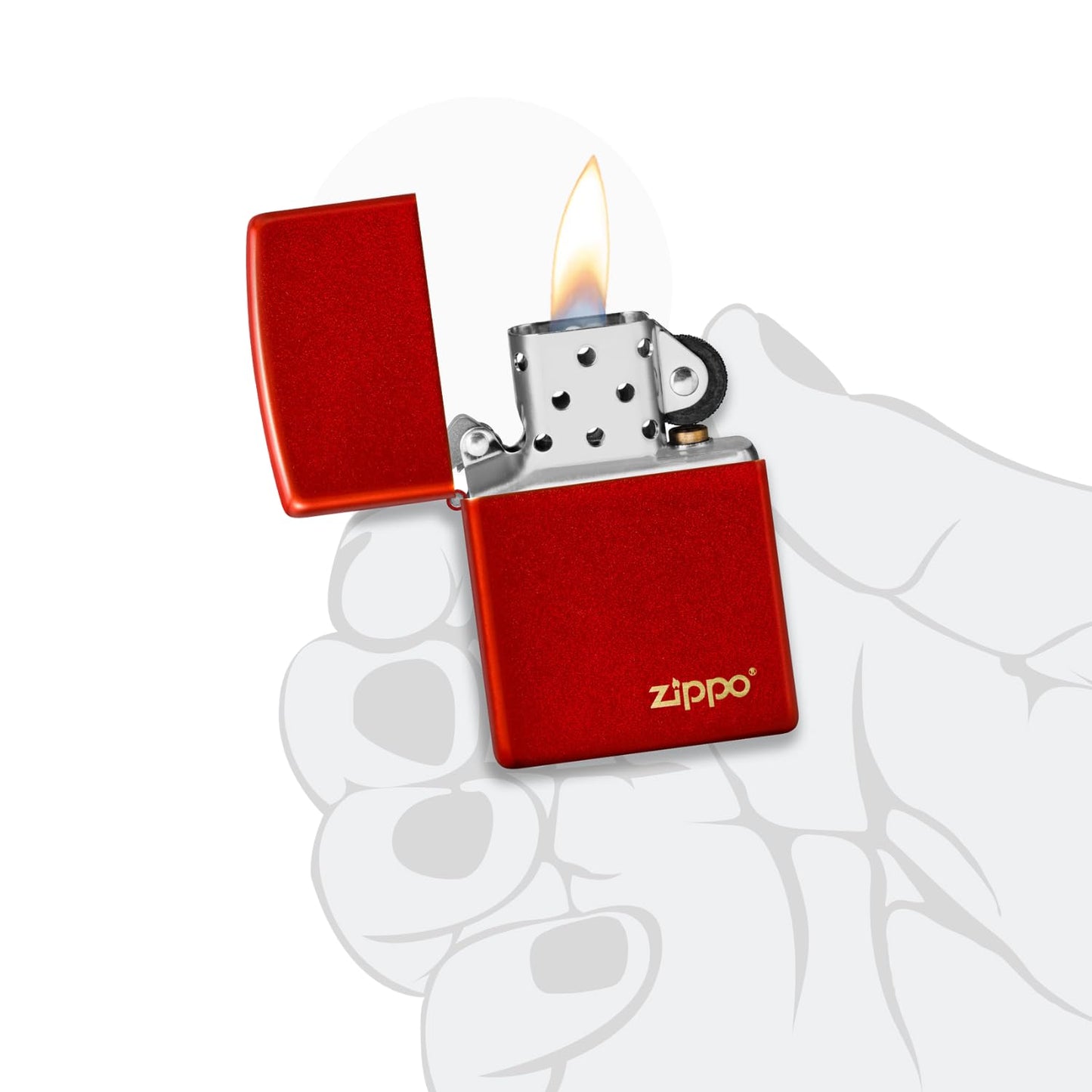 Zippo Metallic Red Matte Zippo Logo Pocket Lighter