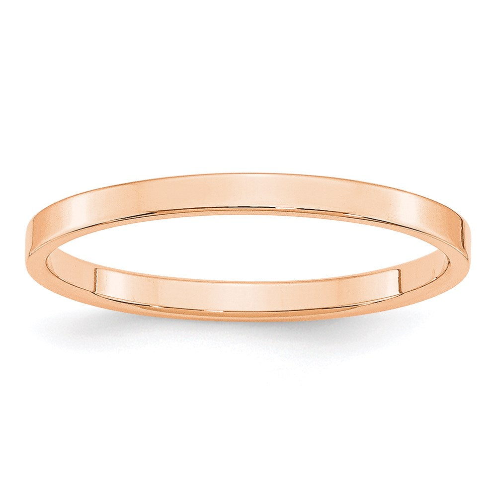 10k Rose Gold 2mm Lightweight Flat Wedding Band Size 11