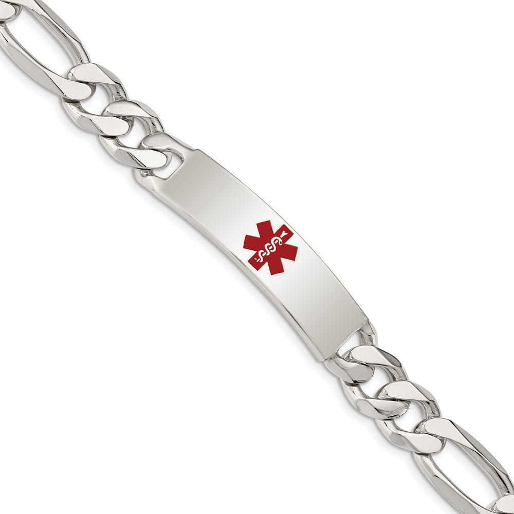 Sterling Silver Polished Medical Figaro Anchor Link ID Bracelet 8.5 inches