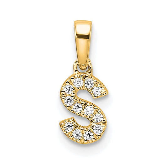 10K Diamond Letter S Initial with Bail Pendant