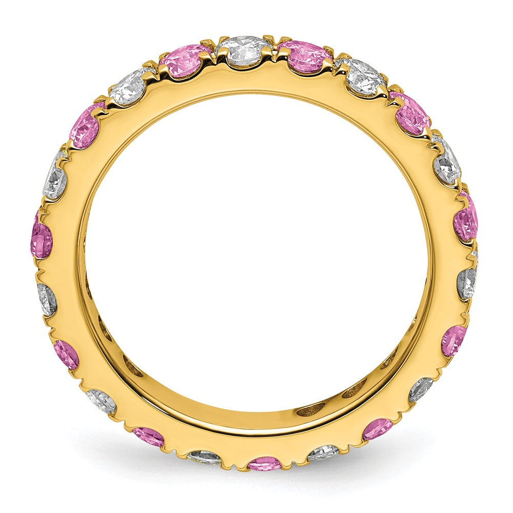 14k 1 1/5 carat Lab Grown Diamond VS/SI+ G+ and Lab Created Pink Sapphire Size 7.5 Eternity Band