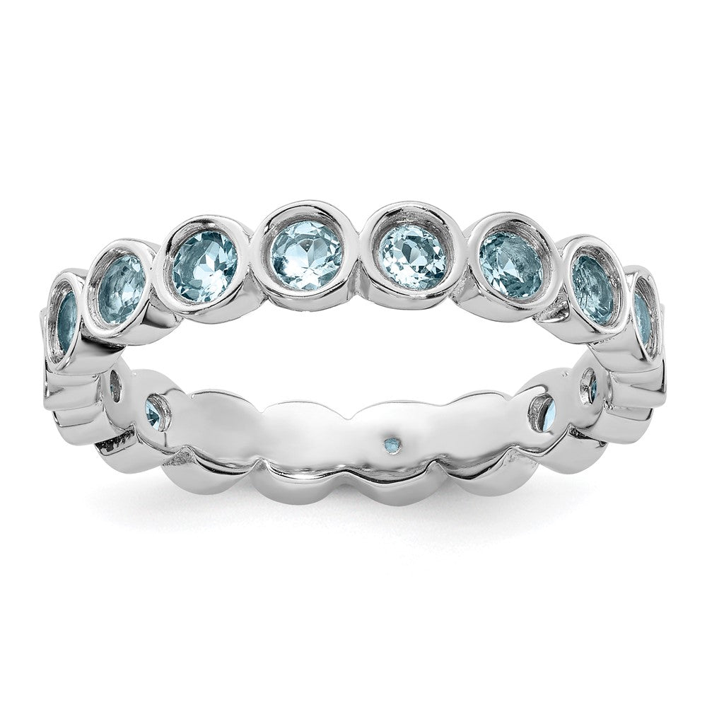 Sterling Silver Stackable Expressions Aquamarine Ring Size -8
