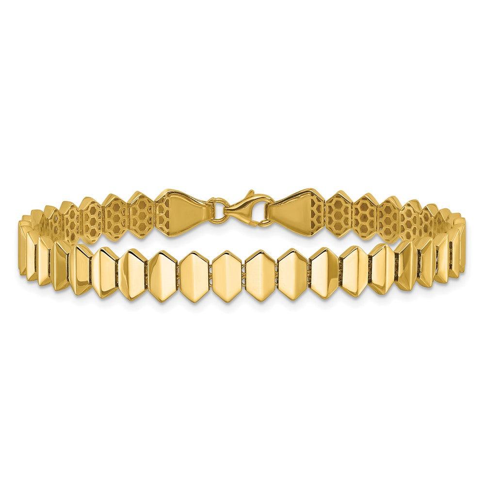 14K Polished Fancy Geometric Link Bracelet 7.5  inches
