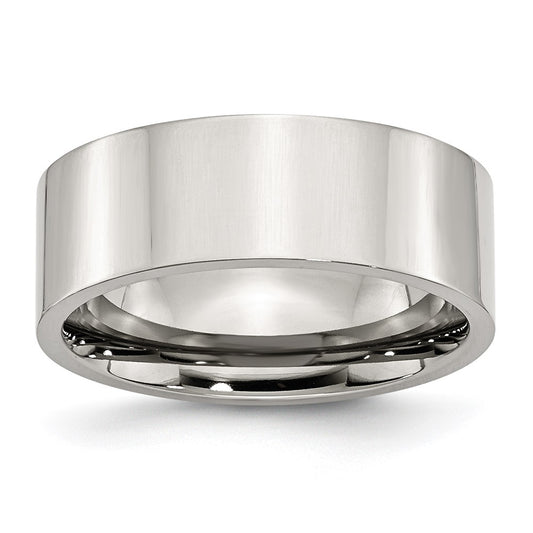 Stainless Steel Polished 8mm Flat Band Size - 6.5