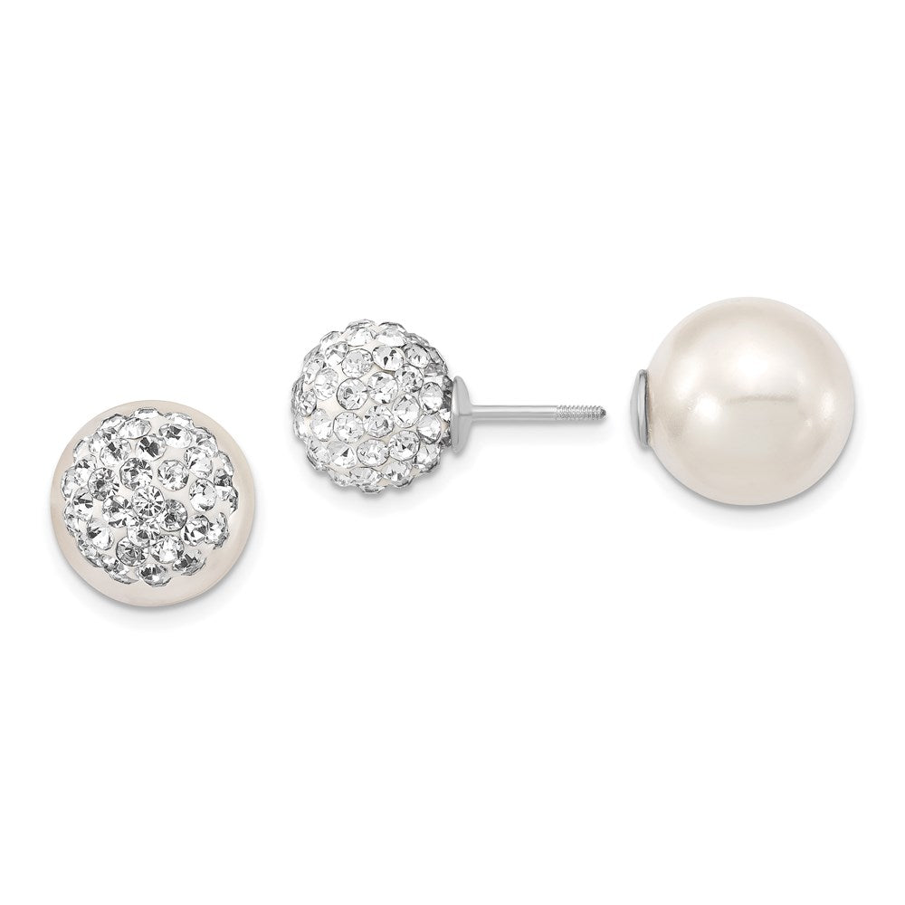Sterling Silver Rhodium-plated CZ Double Hoop Earrings