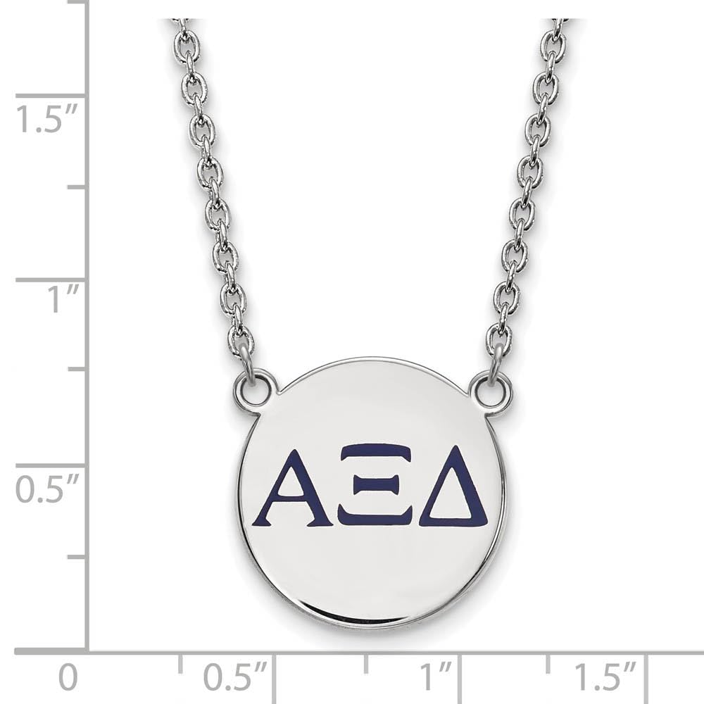 Sterling Silver 18in Official Licensed Greek Sororities Alpha Xi Delta (???) Small Enamel Pendant w/Necklace