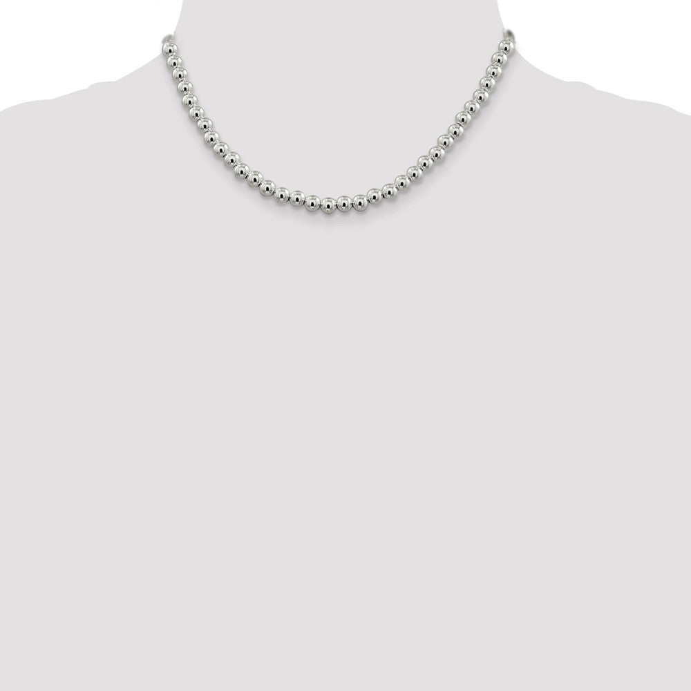 Sterling Silver 6.1mm Beads on Box Chain 16 Inches