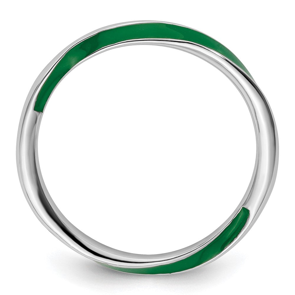 Sterling Silver Stackable Expressions Twisted Green Enameled Ring Size -5