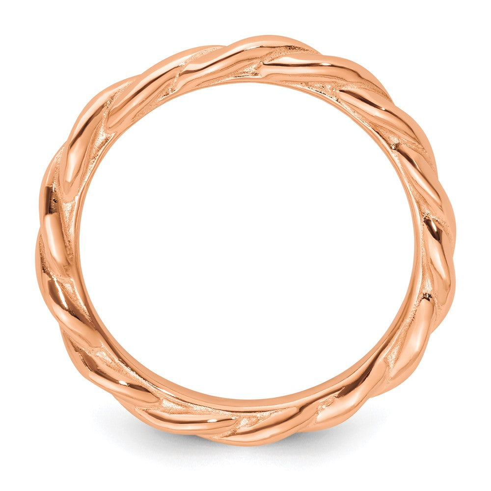 Sterling Silver Stackable Expressions Pink-plated Twist Ring Size -10