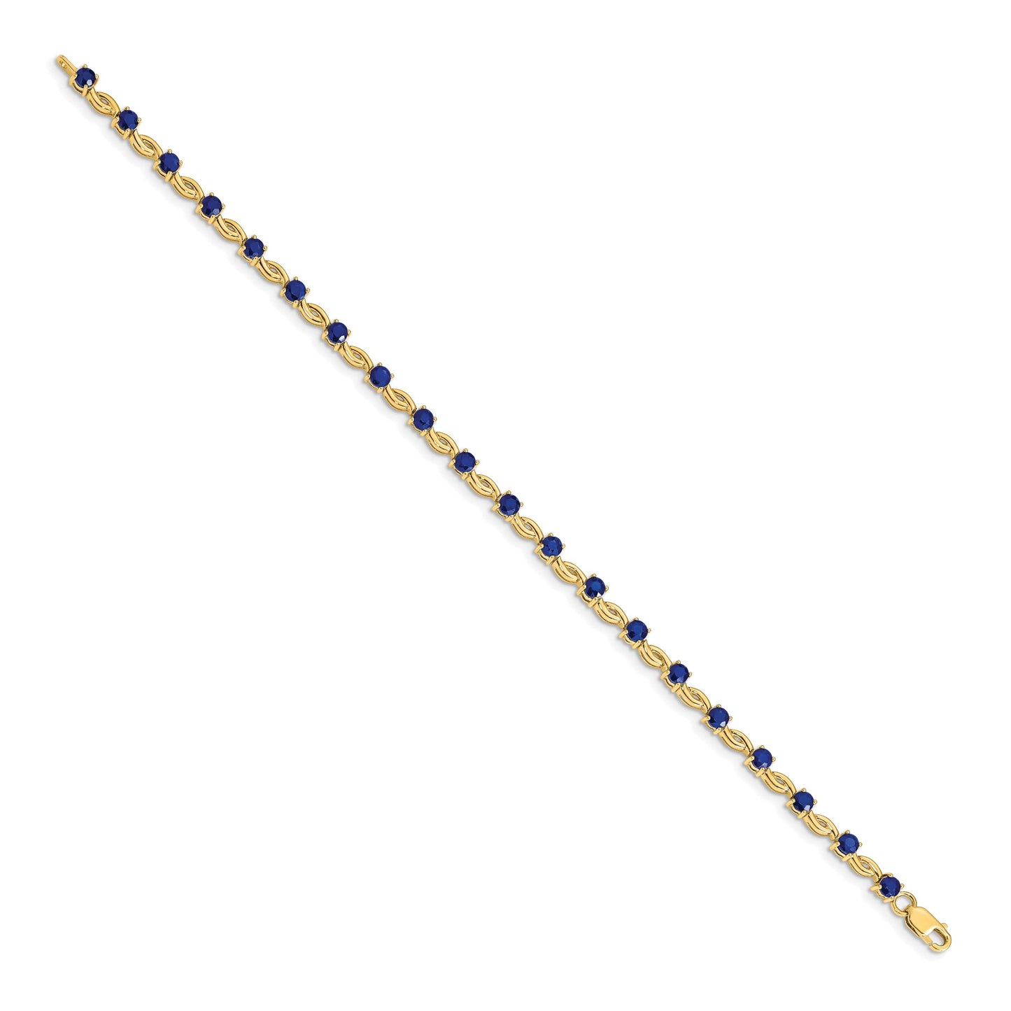 14k Complete Round Sapphire Fancy Link 7 inch Bracelet