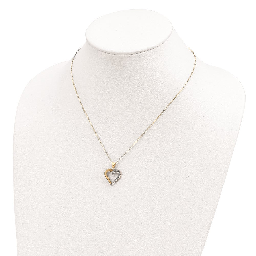 Diamond Fascination Diamond Mystique Sterling Silver 18K Gold-plated Diamond Heart 18 Inch Necklace 18 Inches
