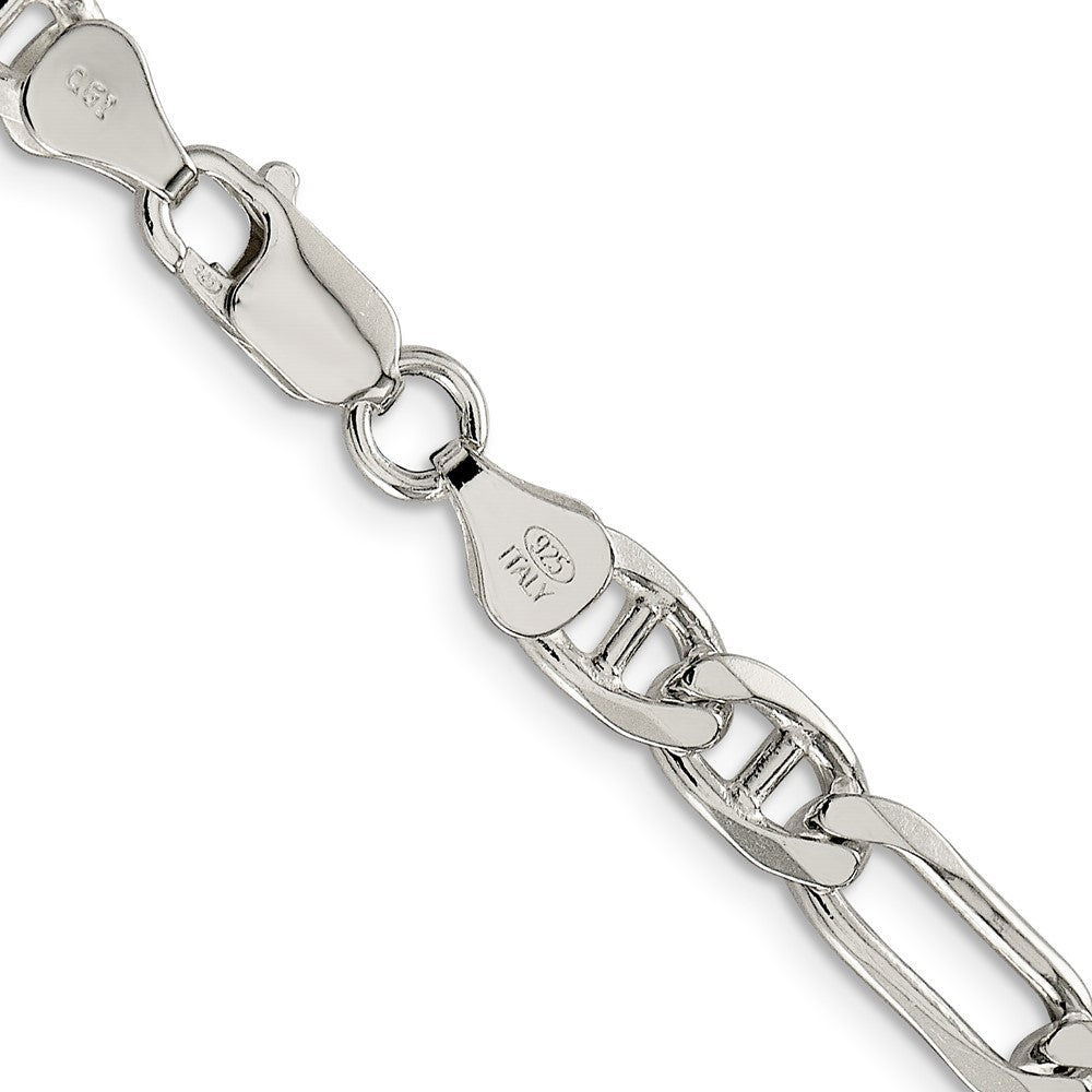 Sterling Silver 6.5mm Figaro Anchor Chain 24 Inches