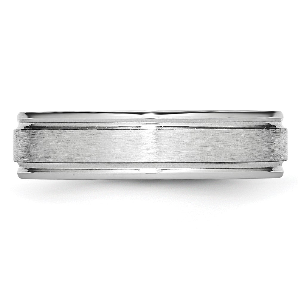 Cobalt Satin and Polished Ridged Edge 6mm Band Size - 9.5