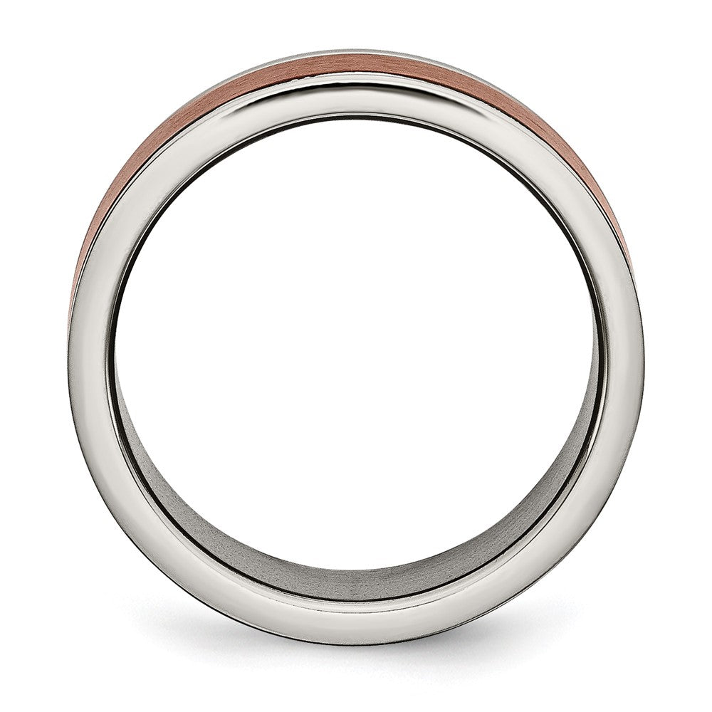 Titanium Brushed Center Brown IP-plated 8mm Grooved Edge Band Size - 12.5