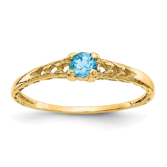 10k Madi K 3mm Blue Topaz Birthstone Baby Ring