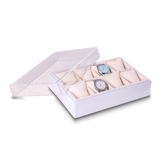 Bey Berk Esme Wood and Acrylic Eight Watch Box, White