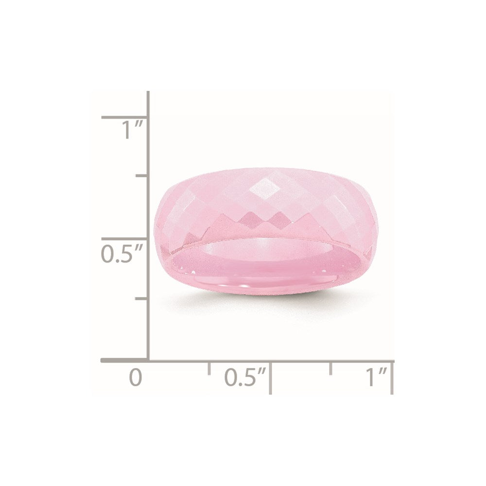 Ceramic Pink Faceted 7.5mm Polished Band Size - 6