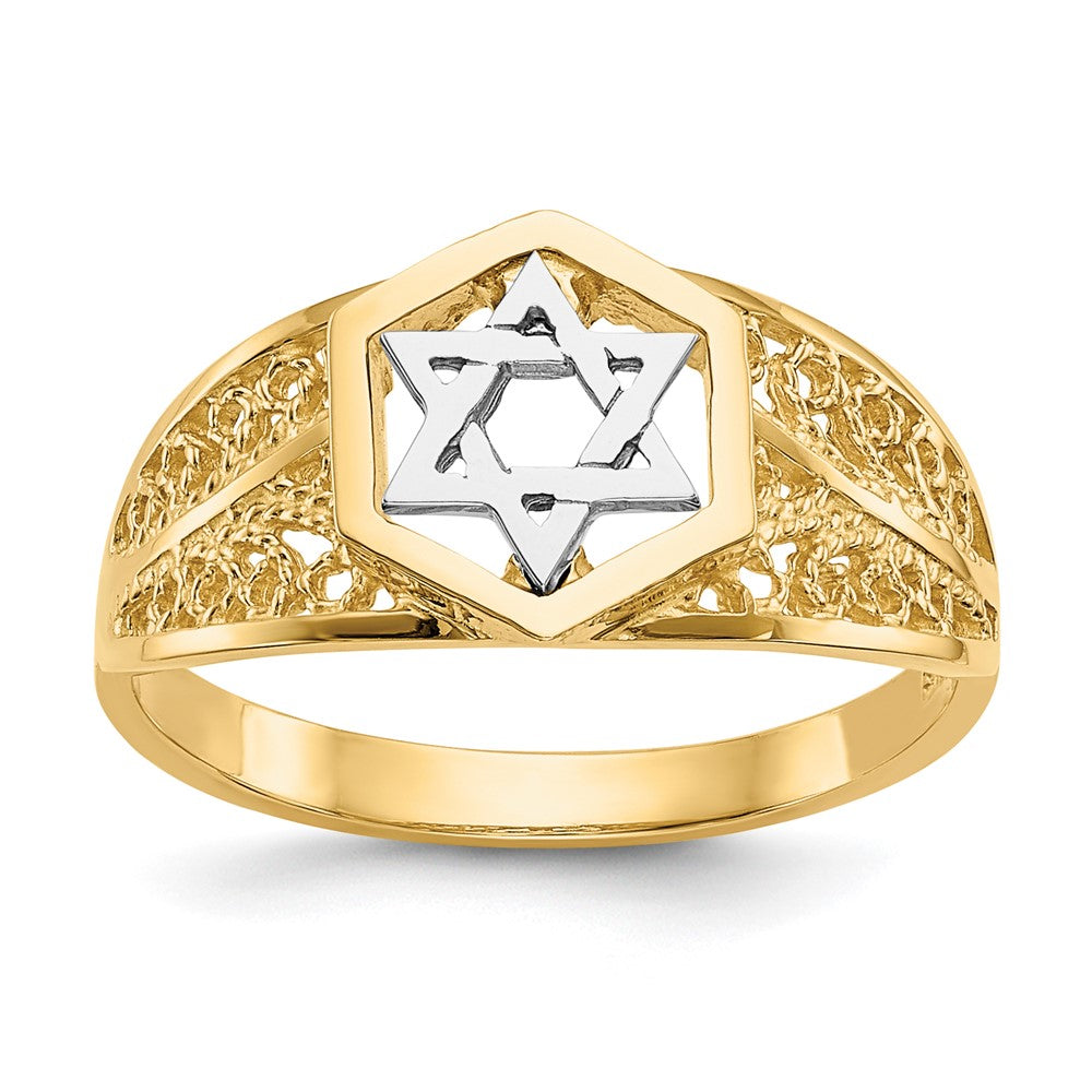 14k Two-Tone Polished Star of David Ring size 7