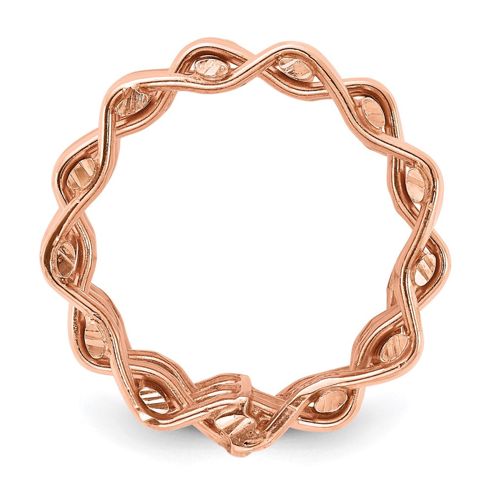 Sterling Silver Rose-Tone 5 Row Woven Panther Ring