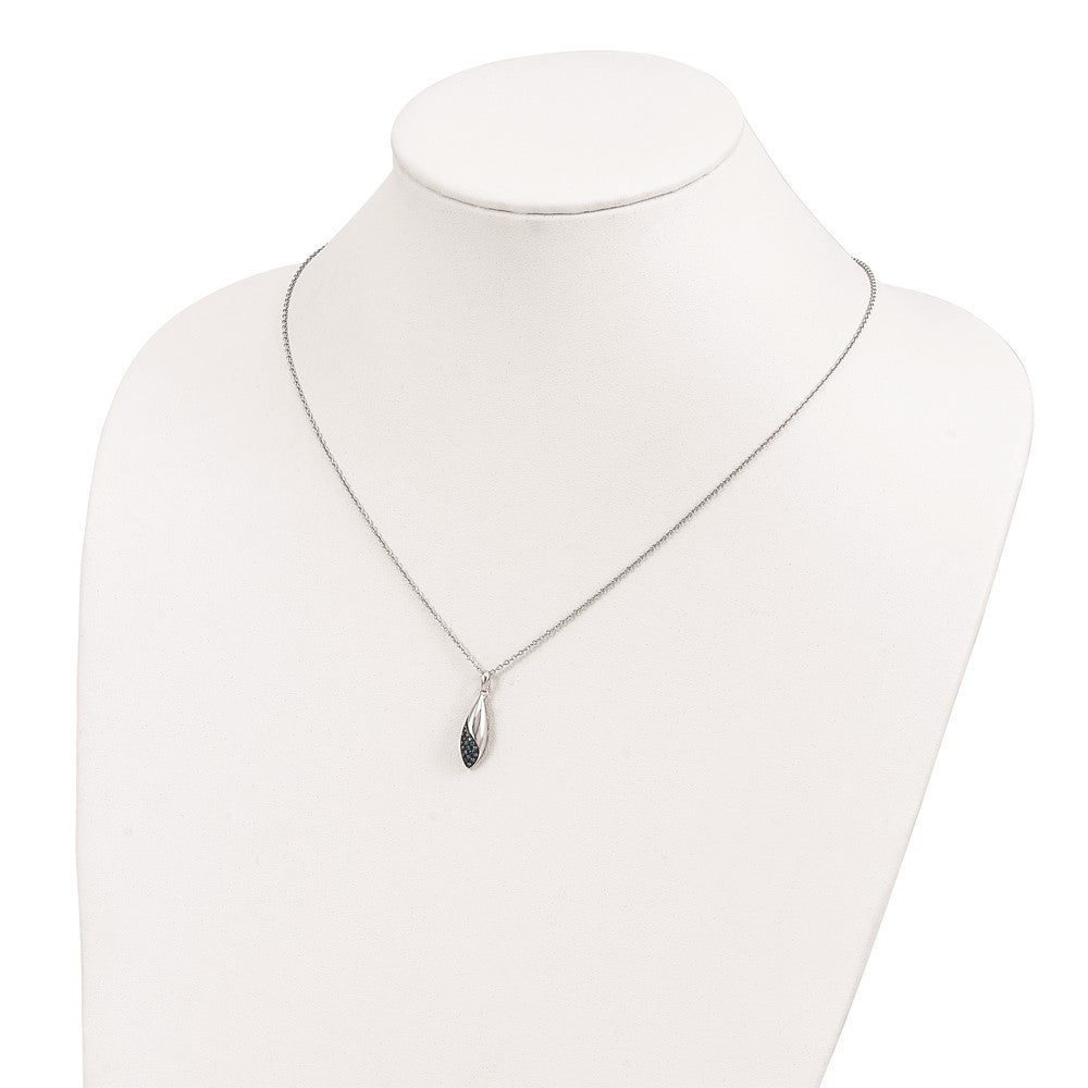 White Night Sterling Silver Rhodium-plated Blue Diamond 18 inch Necklace with 2 Inch Extender 19 Inches