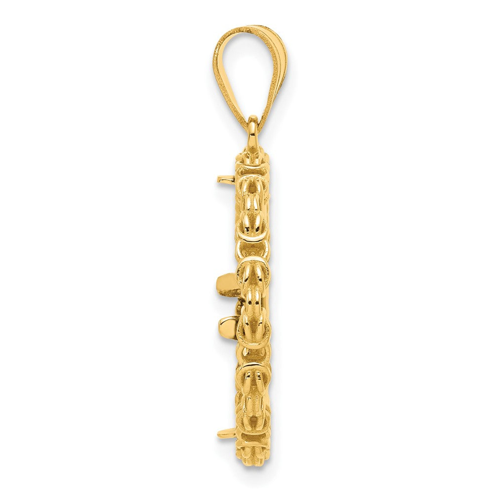 14k Polished Byzantine Link with 16.5mm Prong Coin Bezel Pendant