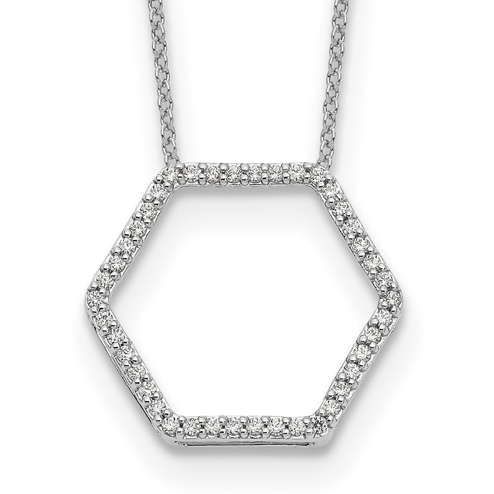 True Origin 14k White Gold 1/4 carat Lab Grown Diamond VS DEF 18 inch Hexagon Necklace