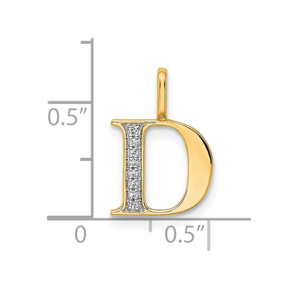 14K Diamond Letter D Initial Pendant