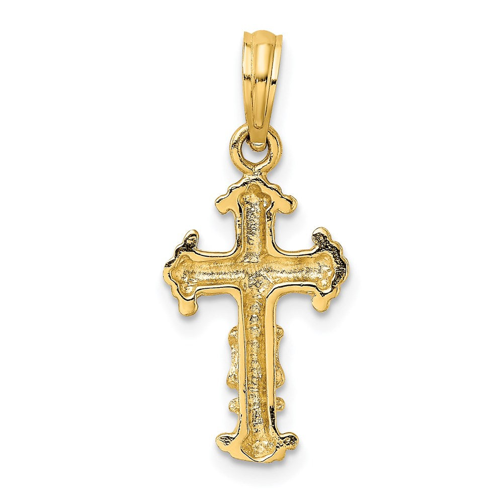14K Polished and Textured Cross Charm