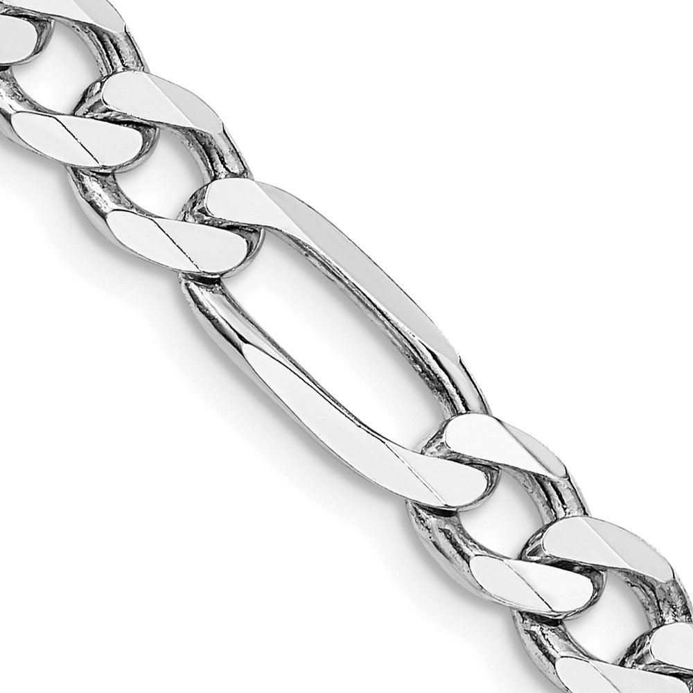 Sterling Silver Rhodium-plated 6.5mm Figaro Chain 28 Inches