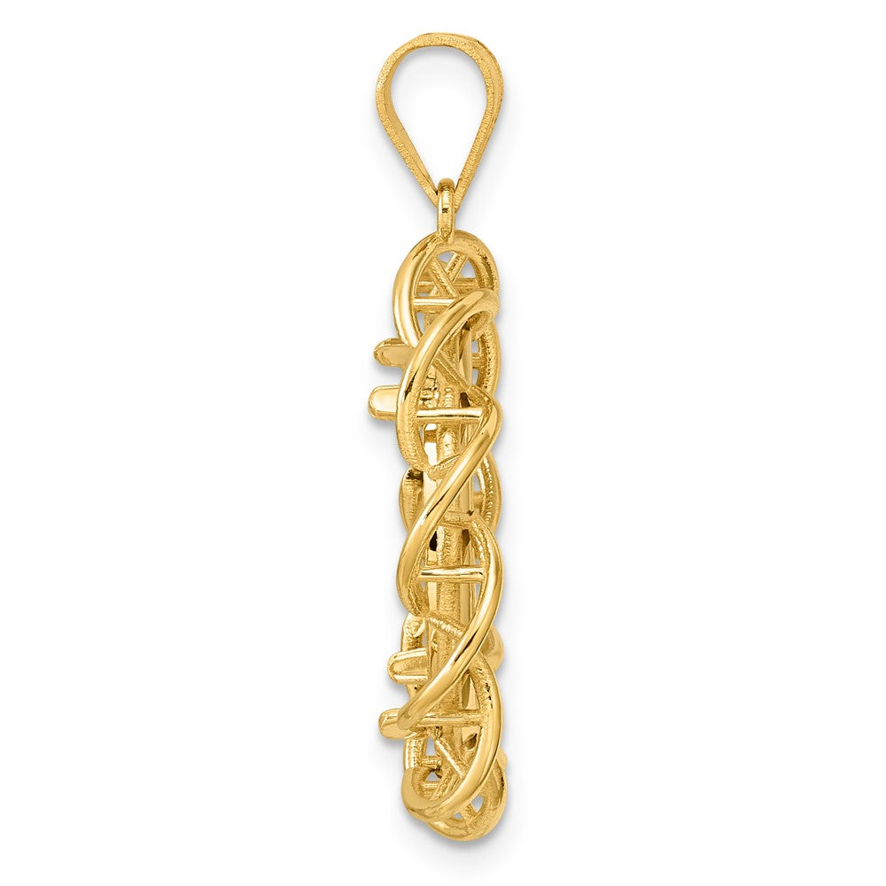 14k Polished Overlapping Singapore with 18.0mm Prong Coin Bezel Pendant
