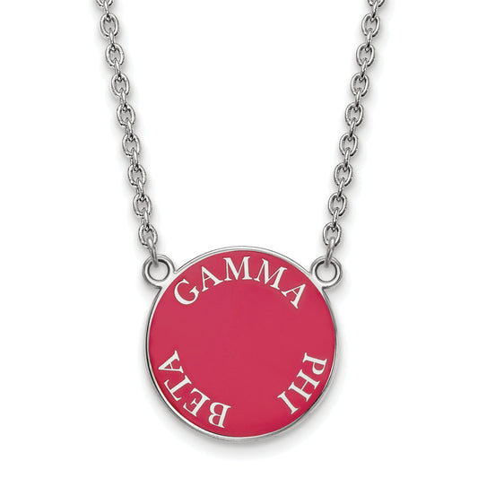 Sterling Silver 18in Official Licensed Greek Sororities Gamma Phi Beta (???) Small Enamel Pendant w/Necklace