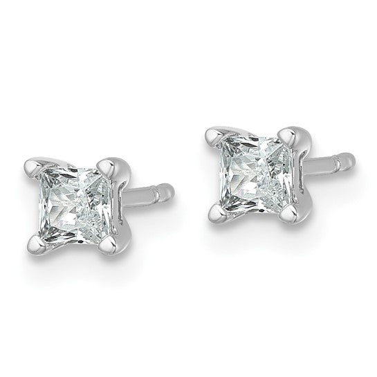 14k White Gold 1/2 ctw Lab Grown Diamond VS+ F+ Princess 4 Prong Heavy Wt. Stud Earrings