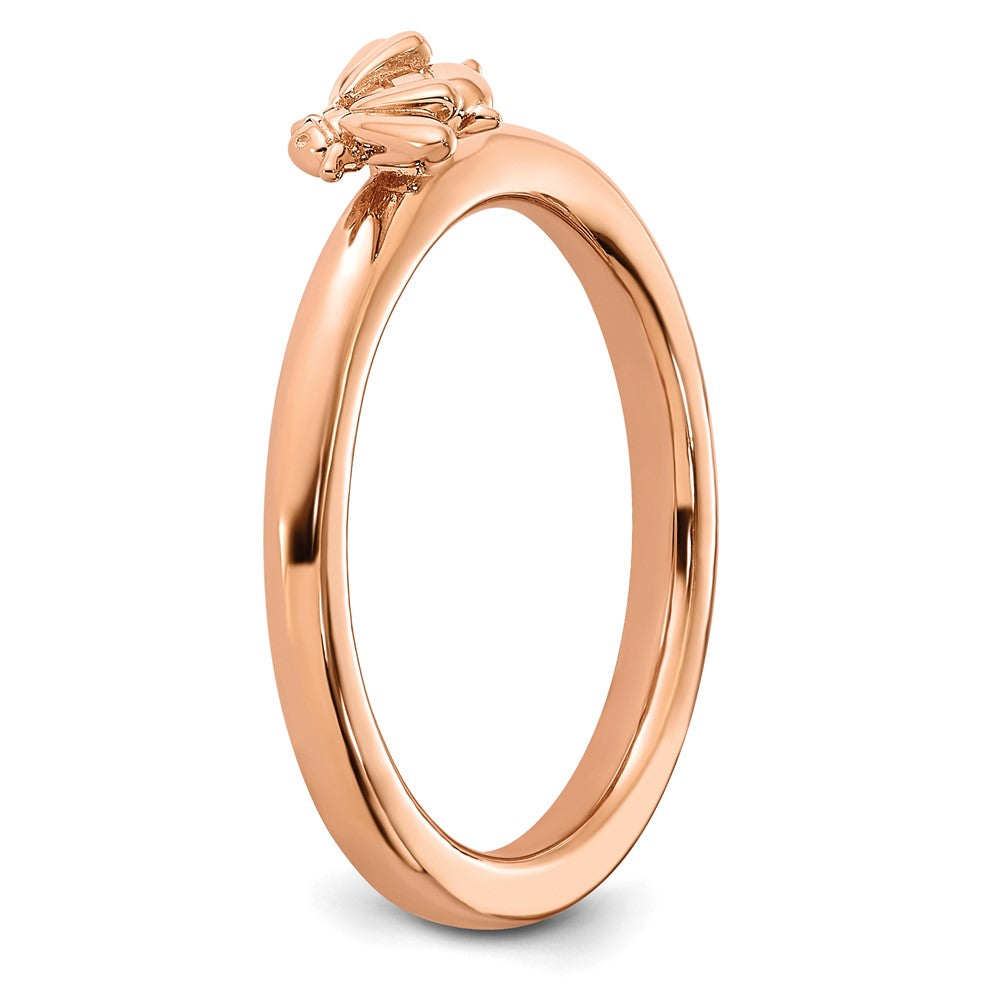 Sterling Silver Stackable Expressions Rose Gold-plated Bee Ring Size -6
