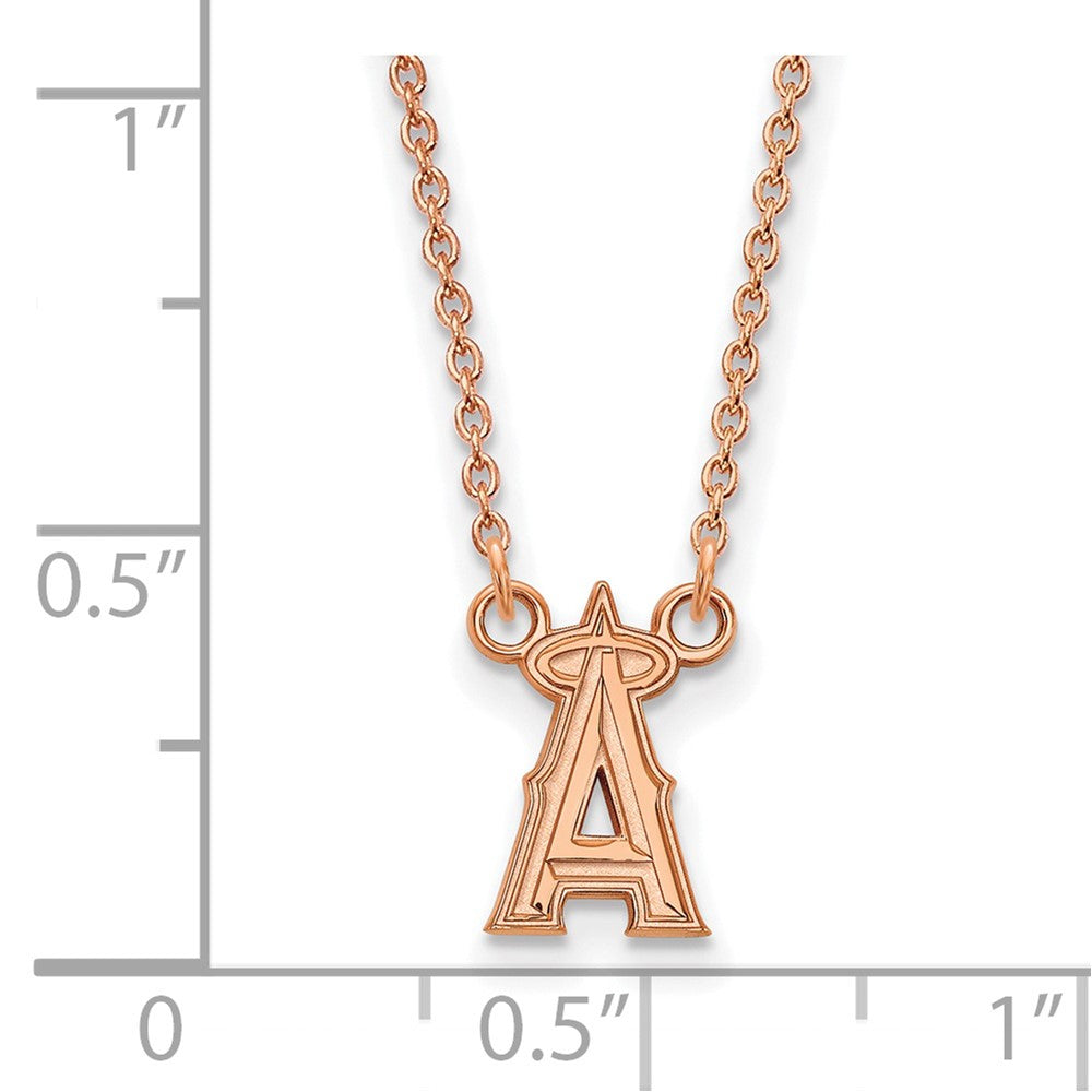 Sterling Silver Rose Gold-plated MLB LogoArt Los Angeles Angels Small Penda
