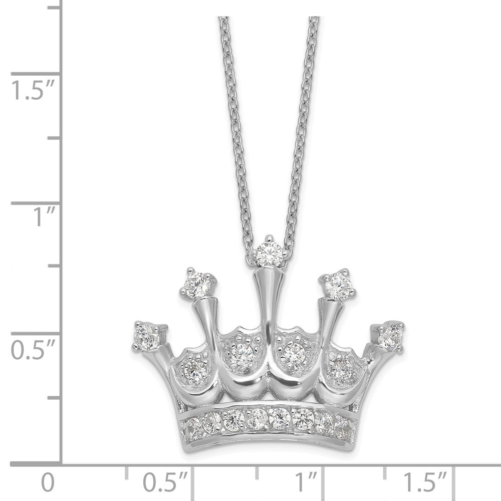 Cheryl M Sterling Silver Rhodium-plated Brilliant-cut CZ Crown 18 Inch Necklace 18 Inches