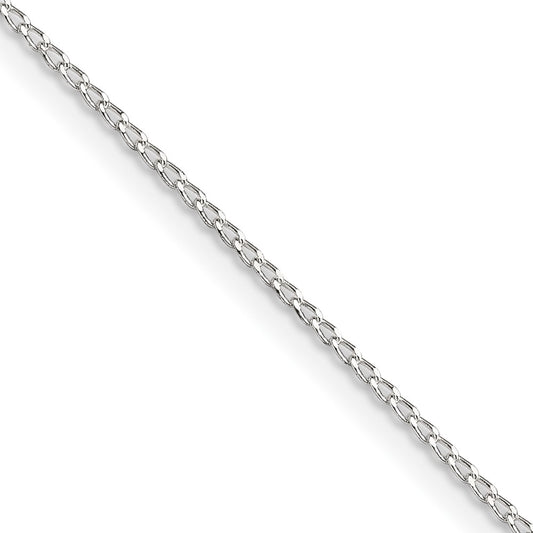Sterling Silver 1mm Open Elongated Link Curb Chain 14 Inches