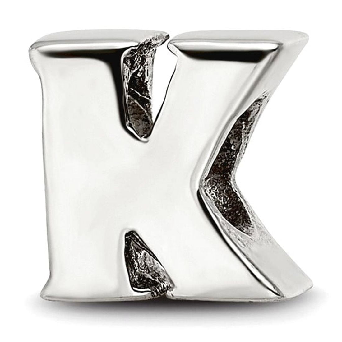 925 Sterling Silver Polished Reflections SimStars Letter Name Personalized Monogram Initial K Bead Charm 8.18x8.18mm Wid