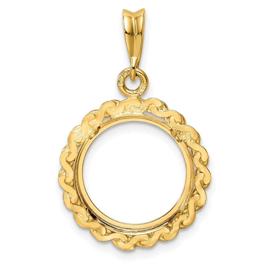 Wideband Distinguished Coin Jewelry 14k Polished S Chain 14.0mm Prong Coin Bezel Pendant