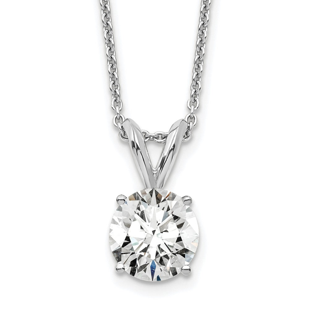 14k White Gold 3/4 carat Lab Grown Diamond VS+ F+ Round Complete Four Prong 18 inch Solitaire Pendant Necklace