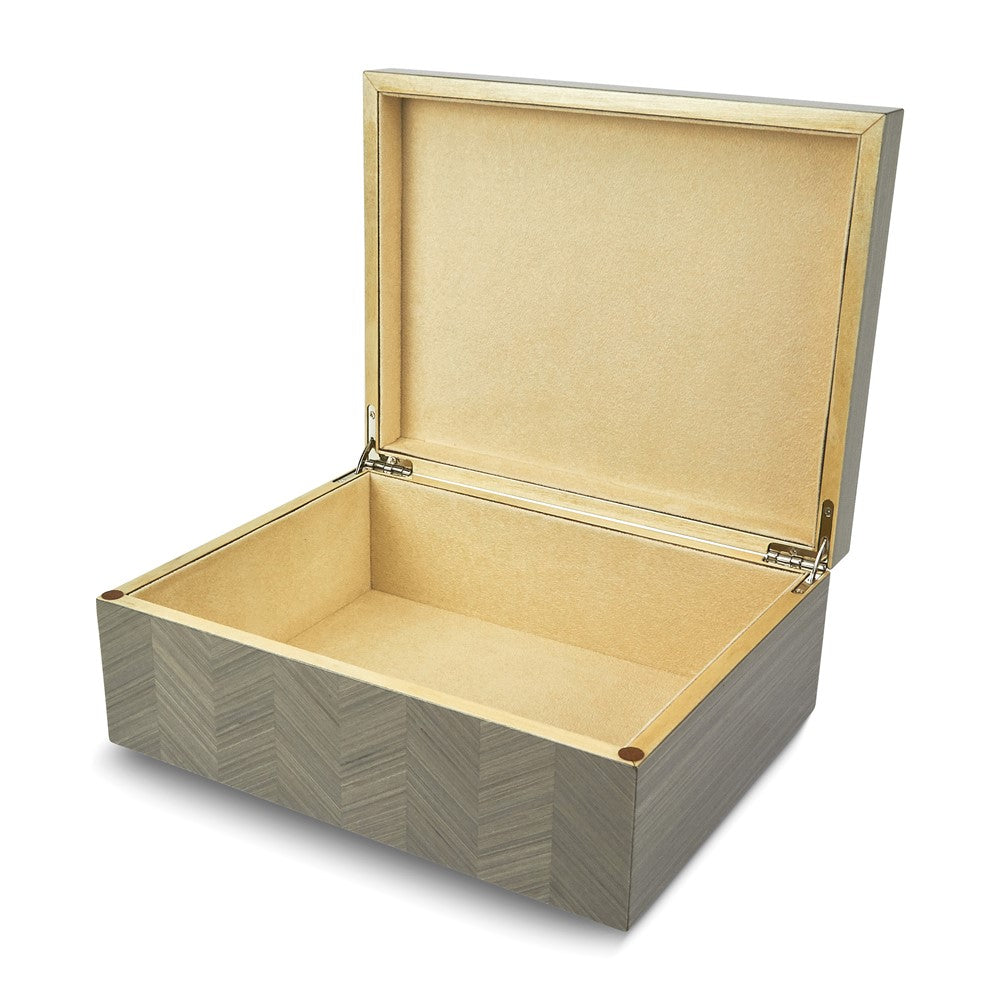 High Gloss Grey Chevron Finish Wooden Hinged Box